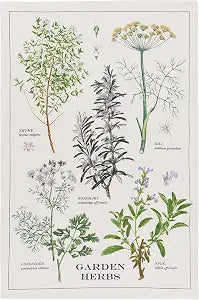 Now Designs Garden Herbs Printed Kitchen Towel, 18x28 inches