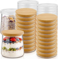 40 Pcs Yogurt Jar Lids Compatible with Oui 5 oz Plastic Silcone Bambo Wood