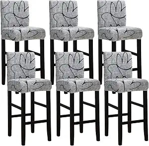 SPRINGRICO Bar Stool Covers Set of 6, Stretch Washable Barstool Seat Covers with Backs, Removable Counter Height Chair Covers for Kitchen Dining Room Cafe (Lotus Gray, 6PCS)