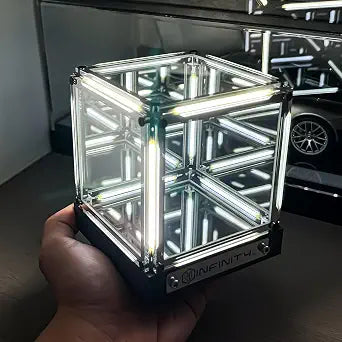 Infinity Hyper Cube LED Light One Touch Control Switch Endless Abyss Lighting Effect Wireless Long Lasting Battery Minimalist Night Light
