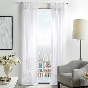 Martha Stewart Glacier Sheer Curtains, 50 x 84, Soft White, 2 Panels
