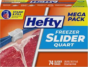 Hefty Slider Freezer Bags, Quart Size, 74ct