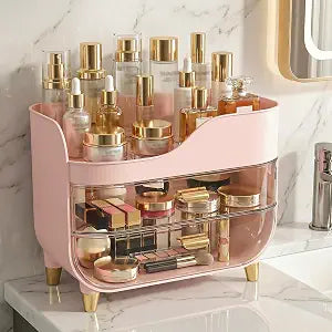 Makeup Organizer for Vanity with Large Smooth Drawers Extra Large Skincare Organizer for Bathroom Countertop and Dresser, Crystal Clear Cosmetic Storage Display Case for Beauty Products