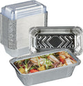 Foil Pans with Lids,50 Pack 8''X4'' Disposable Aluminum Pans with Clear Dome Lids,20 Ounce Aluminum Foil Food Containers for Meal Prep Cooking Roasting Heating Baking (50, 20 OZ)