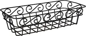 Spectrum Scroll Wire Bread Basket for Serving Breads Rolls Buns Snacks & Baked Foods, Decorative Metal Wire Dinner Roll Table Basket Kitchen Counter Organizer, Black