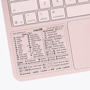 Synerlogic (Universal/Neo/Air/Pro) Mac OS Reference Keyboard Shortcut Sticker, Laminated Vinyl - for MacBook/iMac/Mini (Clear)