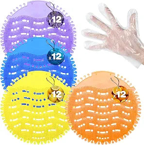 48 Pack Urinal Deodorizer Screen with 100 Gloves, Odor Protection