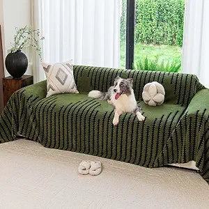 Non Slip Couch Covers for 2 Cushion Couch Sofa, Pet Friendly Sofa Covers Washable, Heavy Duty Scratch Resistant Furniture Cover for Dogs Fits Love Seat, 71" x 102", Green