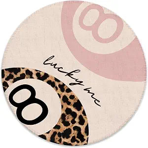Pink and Leopard Lucky 8 Ball Mouse Pad for Desk, Preppy Trendy Y2K Cheetah Print Ball Mousepad for Work Wireless Mouse Computers Laptop Desk Accessories, 7.9x7.9 Inch