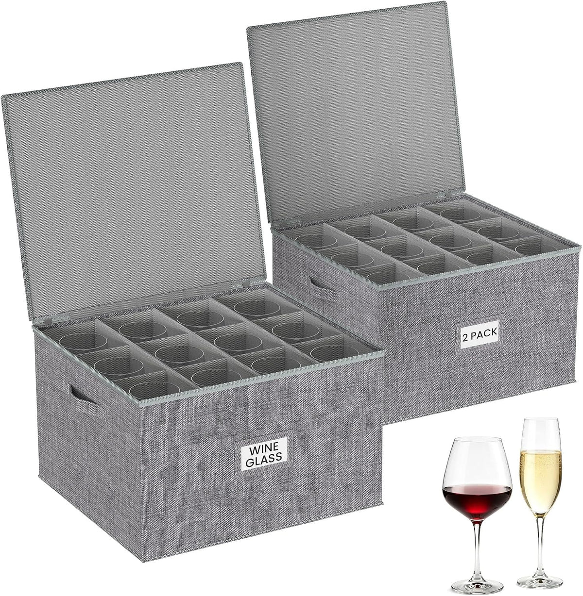 Wine Glass Storage for Moving, Hard Shell Stackable Stemware Storage
