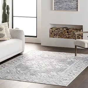 nuLOOM Malka Medallion 2' x 3' Machine Washable Accent Rug for Living Room Bedroom Dining Room Entryway, Light Grey