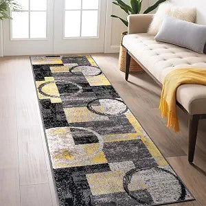 Rugshop Circle Design Contemporary Living Room Runner Rug Yellow 2' x 10'