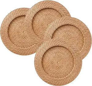 ChargeIt by Jay Rattan Charger Plates Hand Woven Round Harvest, 13" - 4 Set