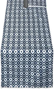 DII Ikat Outdoor Zippered Tabletop Collection Water Resistant, 14x108 Table Runner, Blue