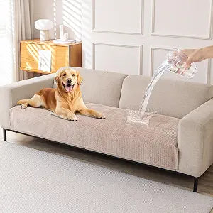HAOMAIJIA Pet Couch Covers for Sofa Waterproof Couch Cover for Dogs Chenille Non Slip Sofa Covers Washable for Cushion Couch Furniture Protector (Khaki, 23.6" X 27" 2 Pack)