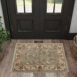 SUPERIOR Indoor Area Rug, Traditional Floral Scroll Dcor,2'x3', Green