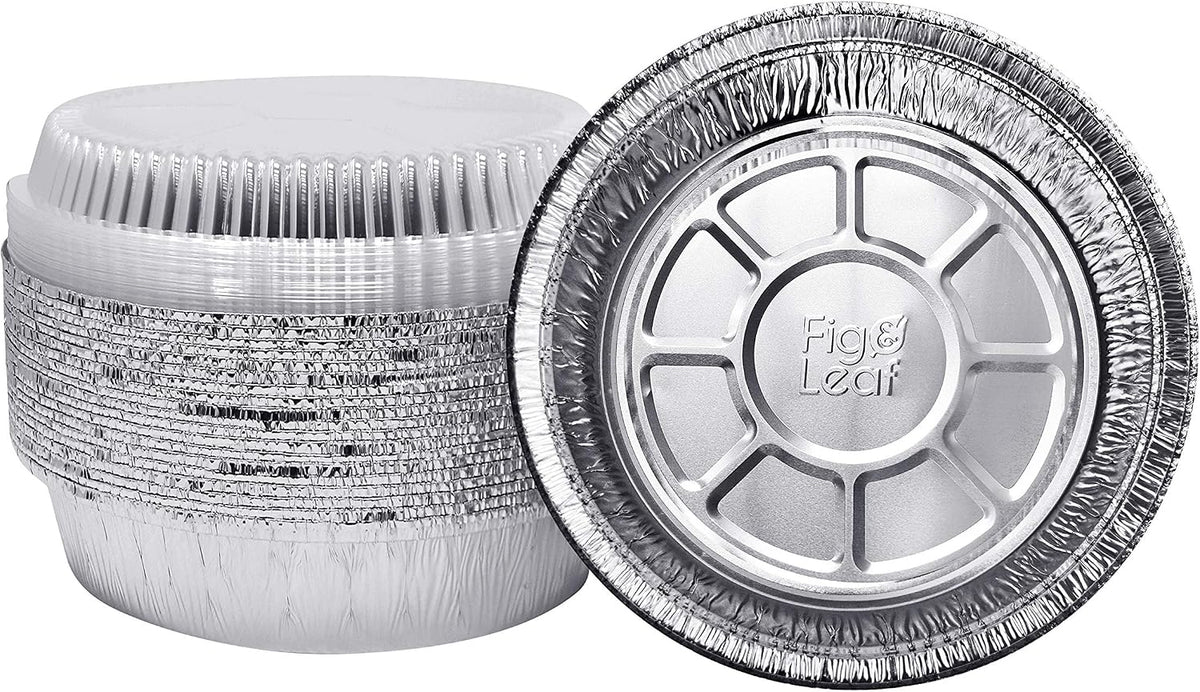 (40 Pack) Premium 8-Inch Round Foil Pans with Plastic Dome Lids l Heavy Duty l Disposable Aluminum Tin for Roasting, Baking, or Cooking