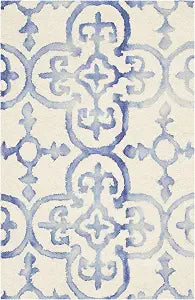SAFAVIEH Dip Dye Collection Accent Rug - 2' x 3', Ivory & Blue, Handmade Moroccan Watercolor Wool, Ideal for High Traffic Areas in Entryway, Living Room, Bedroom (DDY711A)
