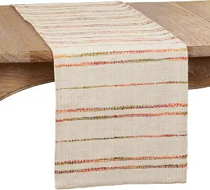 SARO LIFESTYLE Amelie Collection Woven Line Table Runner, 16" x 72", Natural