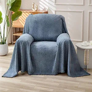 HAOMAIJIA Chenille Couch Cover Sofa Covers for 1 Cushion Couch Washable sectional Couch Covers for Dogs pet Furniture Protector Couch Cover Blanket for Living Room (Blue, 71"x91")