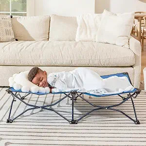 Regalo My Cot Portable Toddler Bed, Foldable Kids Travel Bed & Camping Cot, Lightweight Sleeping Cot for Toddlers, Indoor/Outdoor, 46.5 x 24.5 x 9, Royal Blue