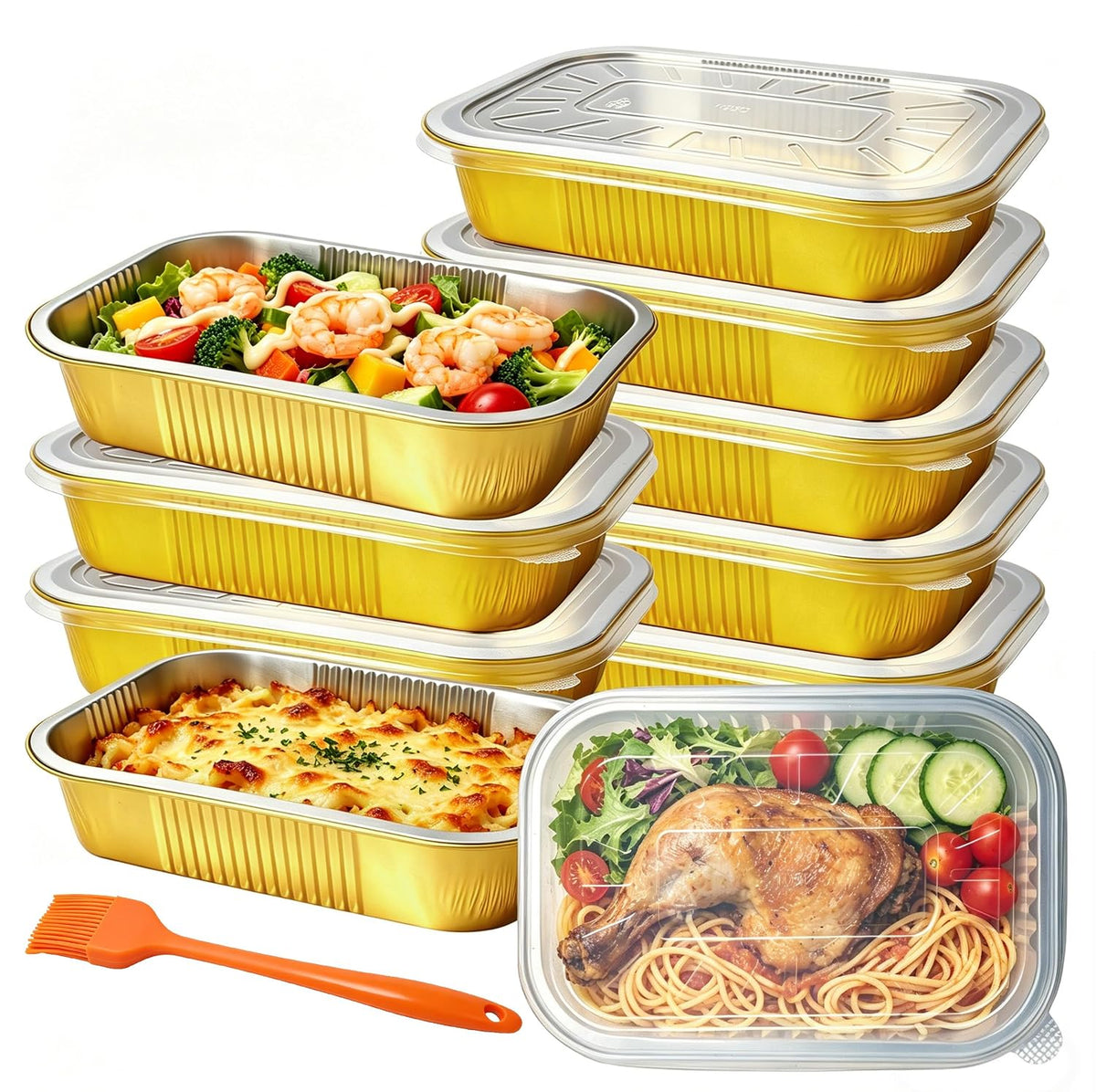 NPLUX 61oz Aluminum Baking Pans with Lids,8.3x6.2in,Ovenï¼†Freezer Safe