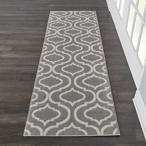 Nourison Home Jubilant Grey 2' x 6' Area Rug - Easy Clean, Non Shedding, Bed Room, Living Room, Dining Room, Kitchen (6' Runner)