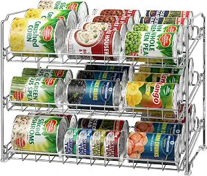 Simple Houseware 3-Tier Stackable Can Organizer Rack Hold 36 Cans, Chrome