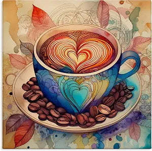 Stupell Industries Coffee Beans Latte Kitchen, 24 x 24 Inch Canvas Wall Art