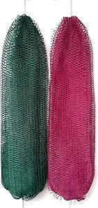 African Net Sponge Authentic, 2 Pieces African Exfoliating Net Sponge with Knots, Quick-Drying Body Scrub Net, Bath Washcloth Loofah for Women and Men (Dark Green+Rose)