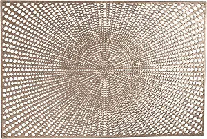 Home Details 4 Pack Santorini Metallic Placemat, Kitchen, Dinning Room, Place Setting, Dcor, Gold