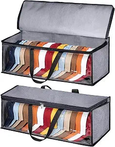 KIMBORA 2 PCS Wide Hat Storage for Baseball Caps Organizer with 2 Sturdy Handles Hat Racks Holder Grey Capbox Stackable for Home Travel