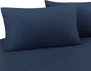 DELANNA Flannel Sheet Set 100% Cotton (Twin, Navy)