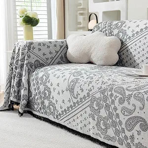 71x102 Inch Black Chenille Couch Cover, Reversible Chevron Blanket