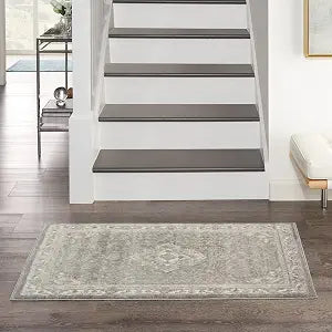 Nourison Home Cyrus Grey 2'6" x 4' Area Rug - Easy Clean, Non Shedding, Bed Room, Living Room, Dining Room, Kitchen (3' x 4')