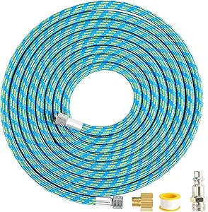 Premium10-Ft Braided Airbrush Hose with US-Standard Air Compressor Quick Connect and 1/8" to 1/4" Adapter, Compatible with Harder & Steenbeck, Iwata, Badger and Other Mainstream Airbrushes