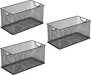 3 Pack Mesh Metal Storage Basket Organizer CD Storage Boxes