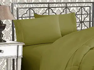 Elegance Linen 1800 Thread Count Scroll Design Egyptian Quality Luxurious Silky Soft Wrinkle & Fade Resistant 4 pc Sheet Set, Deep Pocket Up to 16" and Colors, Queen Green