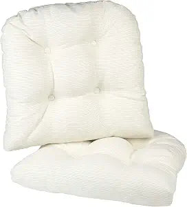 Klear Vu Gripper Overstuffed Universal Non-Slip Dining Chair Cushions for Kitchen Decor or Office Use, U-Shaped Skid-Proof Seat Pad, 17x17 Inches, 2 Count (Pack of 1), Solid Ivory