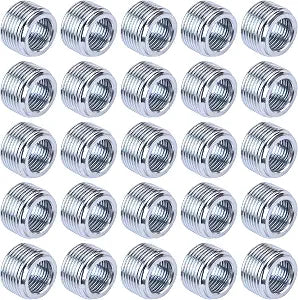 25 Pack 3/4" to 1/2" Reducer Bushings, Galvanized Steel Threaded Conduit Fittings for Electrical Conduit Connections
