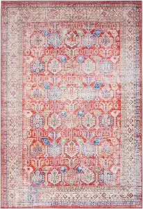 Nourison Home Fulton Red 2' x 3' Area Rug - Easy Clean, Non Shedding, Bed Room, Living Room, Dining Room, Kitchen (2' x 3')
