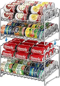 Simple Houseware 2 Tier Stackable Can Rack, Silver, 2 Pack