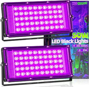 TigQiang 50W 2 Pack Black Light Halloween, Blacklight for Glow Dark Party
