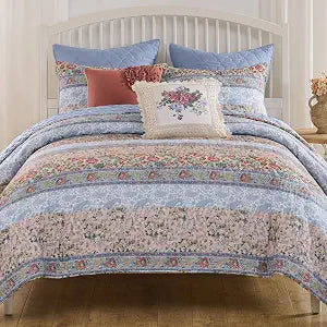 Greenland Home Fashions Kressida Collection Quilt Set, 2-Piece Twin/XL, Blue
