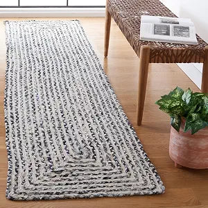 SAFAVIEH Braided Runner Rug 2'3"x9', Black & Navy BRD260N