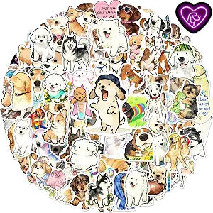 100Pcs Cute Dog Stickers by ROTY Waterproof for Water Bottle Laptop