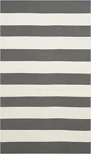 SAFAVIEH Montauk Collection Accent Rug - 3' x 5', Grey & Ivory, Handmade Flatweave Cotton, Woven Texture, Farmhouse Stripe Pattern, Ideal for Living Room, Bedroom, Dining Space (MTK712G)