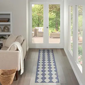 Nourison Home Positano Navy Blue 2'2" x 10' Area Rug - Easy Clean, Non Shedding, Bed Room, Living Room, Dining Room, Kitchen (10' Runner)
