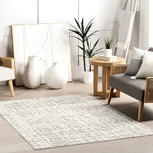 nuLOOM Amity Light Grey Abstract Washable Area Rug, 3' x 5'