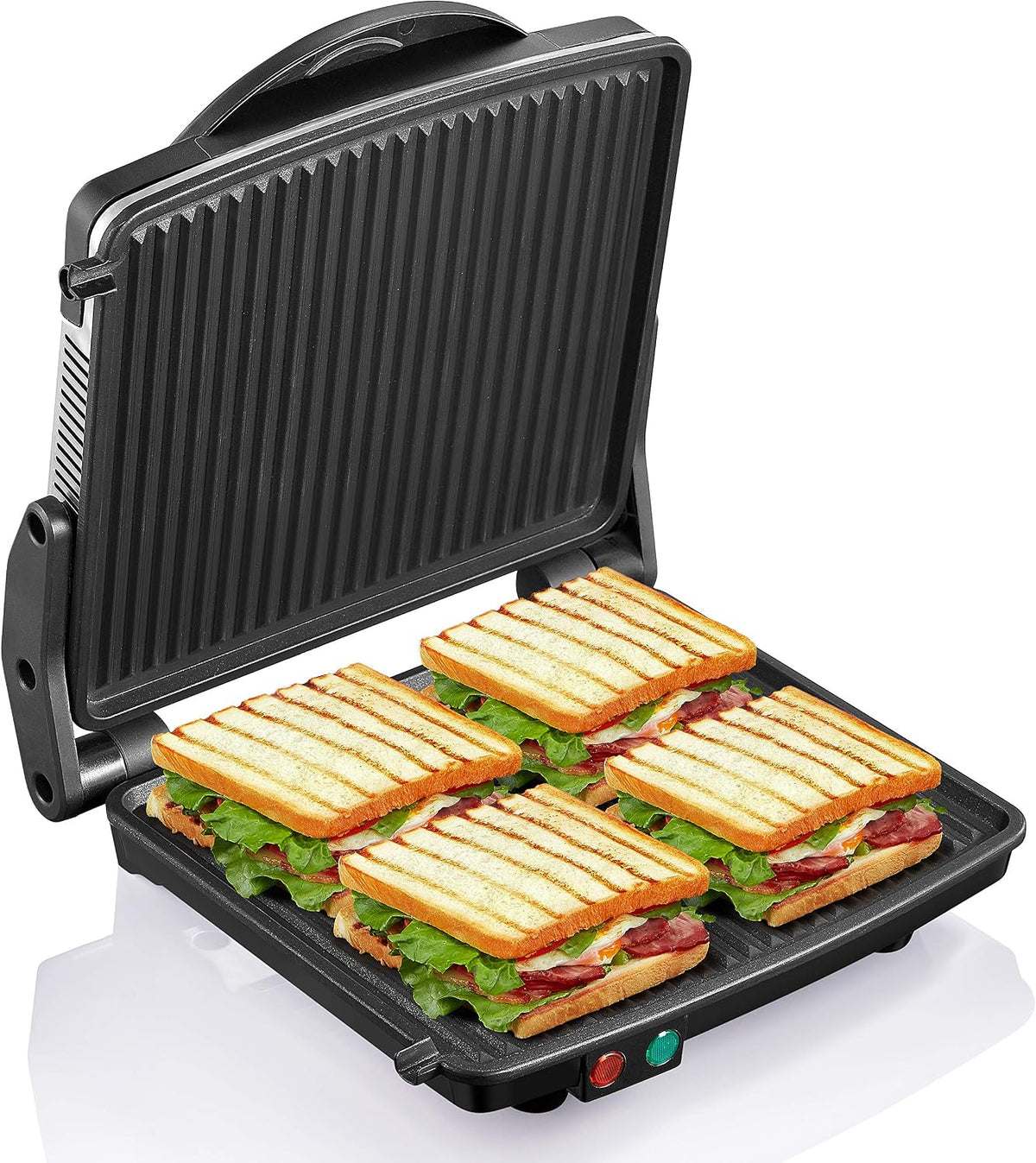 Elysium Panini Press Grill, 4 Slice Sandwich Maker with 180 Open Design